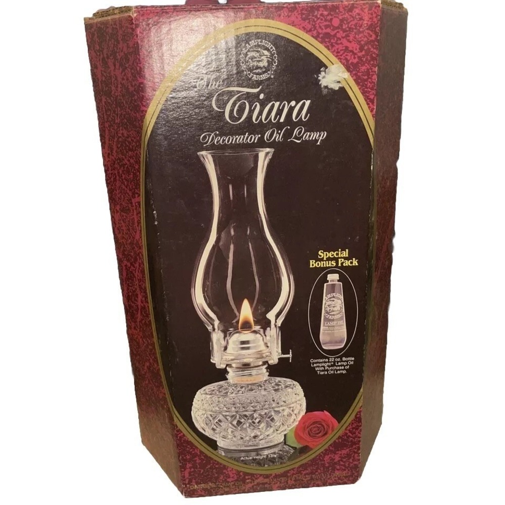 Lamplight Farms The Tiara Decorator Oil Lamp Crystal Glass Special Bonus Pack